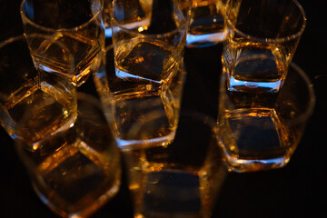 whiskey in glass tumbler