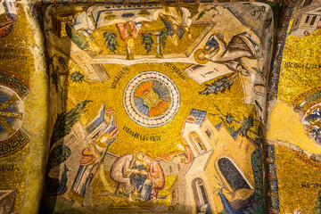 Istanbul, Turkey - March 21 2014: Fresco at byzantine Church of the Holy Saviour in Chora
