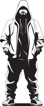 City Explorer Urban Man in Hoodie Vector Emblem Hooded Maverick Stylish Man in Hoodie Vector Logo