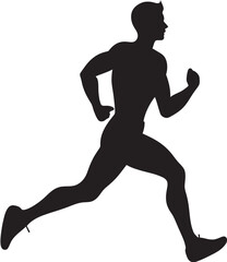 Fototapeta na wymiar Urban Stride Man Running Vector Emblem Marathon Motion Urban Man Running Vector Logo Symbol
