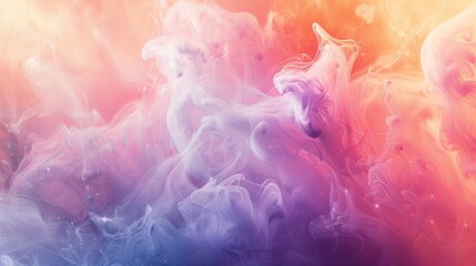 Swirling smoke and sparkling stardust mingle in a whimsical dance of pastel colors, creating a soft and dreamy visual experience.