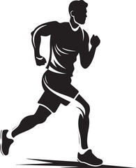 Fototapeta na wymiar Trailblazing Trek Man Running Vector Logo Design City Sprint Urban Man Running Vector Icon