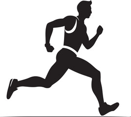 Fototapeta na wymiar Urban Sprint Man Running Vector Icon Fitness Focus Jogging Man Vector Emblem