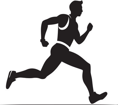 Urban Sprint Man Running Vector Icon Fitness Focus Jogging Man Vector Emblem