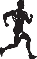 Fototapeta na wymiar Fitness Pursuit Man Running Vector Emblem Trailblazer Trot Man Running Vector Logo Icon
