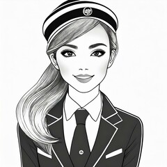 Portrait drawing of flight attendant 