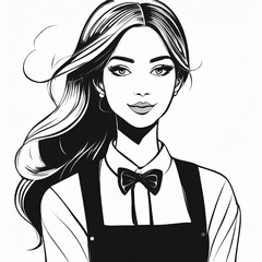 Portrait drawing of waitress 
