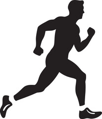 Fototapeta na wymiar Speed Surge Jogging Man Vector Emblem Marathon Motion Urban Man Running Vector Logo Design