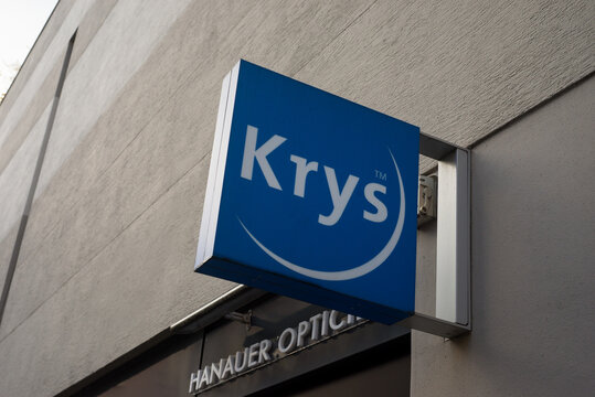 Mulhouse - France 31 March 2024 - Closeup of Krys logo  on optician store front in the street