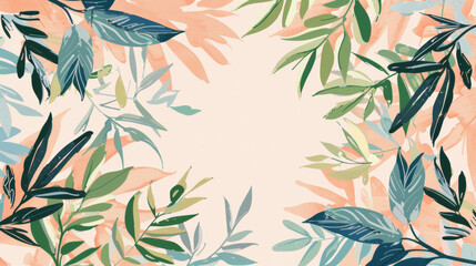 Fototapeta premium Illustration Aesthetic Background Hand Drawn Floral Leaf