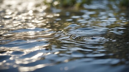 close-up of rippling water&mdash;whether in a pond, stream, or rain puddle. Convey a sense of fluidity and calm.