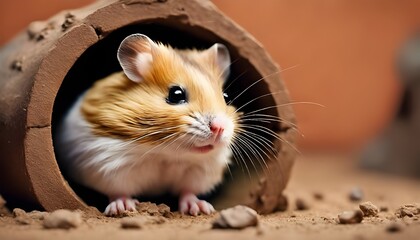 Curiosity Captured: Cute Hamster Exploring from its Cozy Nest