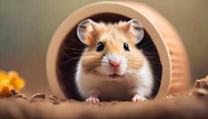 Curiosity Captured: Cute Hamster Exploring from its Cozy Nest