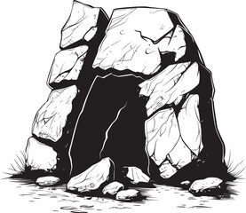 Tribal Treasures Prehistoric Cave Logo Symbol Ancient Aura Stone Cave Vector Emblem