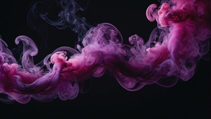 Fototapeta premium Mystical Purple Smoke on Dark Background. Abstract image of vibrant purple and pink smoke swirling over a dark surface, suggesting mystery or magic