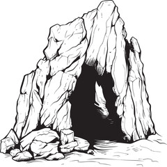 Ancient Echoes Prehistoric Stone Cave Logo Icon Neolithic Nook Stone Cave Vector Symbol