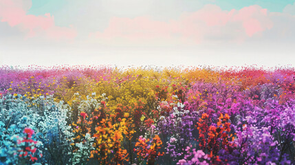 Obraz premium spring, summer, background, plant, nature, field, flower, beautiful, floral, natural, blossom, flora, meadow, beauty, white, bloom, garden, grass, green, colorful, outdoor, blooming, landscape, color,