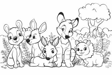 Forest Friends Coloring Sketch