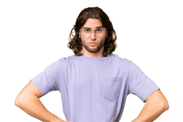 Young handsome man over isolated background angry