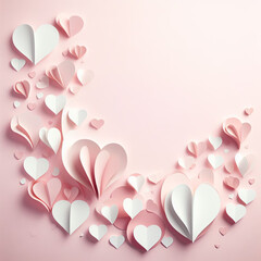 Pink paper hearts in paper pop-up style, symbol of love - 779062972