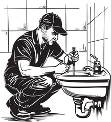 Wrench Whisperer Plumbing Worker Repairs Logo Design Plumb Power Worker Repair Vector Icon