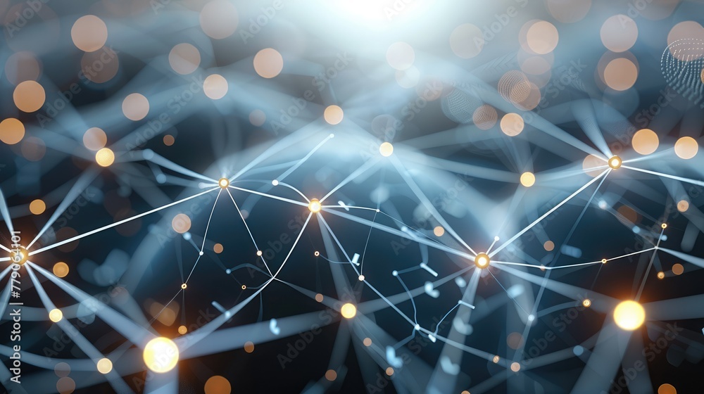 Leinwandbilder Technology network data connection. Digital data network and cyber security concept. Social Network Connections Future Abstract Background. Generative AI.