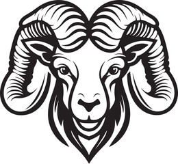 Classic Horns Ram Head Vintage Logo Vector Emblem Antique Elegance Ram Head Vintage Logo Design