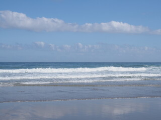 Seaside of Atlantic Ocean in European Foz city in Galicia province, Lugo in Spain