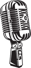 Nostalgic Notes Retro Microphone Logo Vector Symbol Vintage Vocalist Retro Microphone Emblem Icon