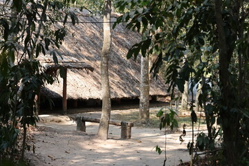 Hut houses at Cu Chi, Saigon, Vietnam on march 4, 2024