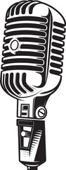 Classic Cadence Retro Microphone Emblem Symbol Nostalgic Notes Vintage Microphone Logo Design