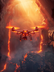 Fototapeta na wymiar Mantle Mapping Drone, Seismic Imaging Tech, Lava Tube Exploration, Heat-Resistant Drones, Geothermal Energy Source, Realistic Image, Sunlight, Chromatic Aberration