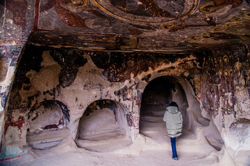 Kappadocia, Turkey - March 21 2014: The interior Selime Monastery in Cappadocia