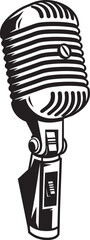 Nostalgia Note Vintage Microphone Vector Design Vintage Vibration Retro Microphone Emblem Icon