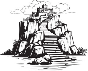Seabreeze Ascent Rocky Island with Stair Icon Island Majesty Stair Iconography on Rocky Outcrop
