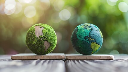  Balancing Globes between Green and CO2 - A Visual Representation of Carbon Emissions, Clean Energy, and Sustainable Resources