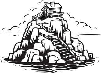 Summit Serenade Rocky Island Stair Logo Emblem Coastal Connection Stair Design on Rocky Island