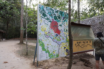 Map plans at Cu Chi Tunnels in Saigon, Vietnam on March 4, 2024