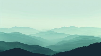 Naklejka premium Misty Blue Mountains Cascade into the Valley