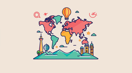 World tour flat icon of vector ilustration 2d flat