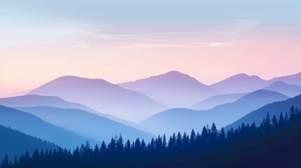 Ethereal Dawn Light Over Misty Mountains