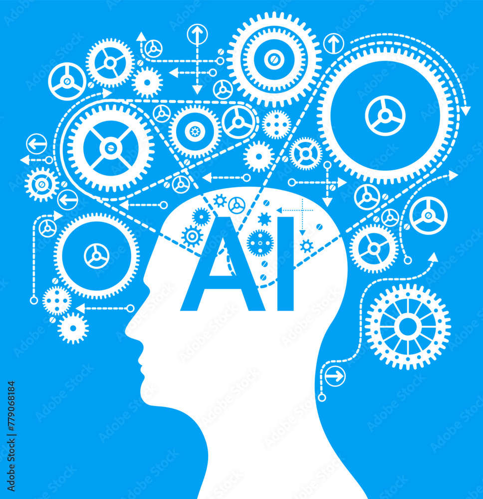 Poster futuristic design of an artificial intelligence brain with circuit board. digital and technology bac
