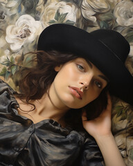A beautiful model in a hat