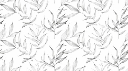 Flax leaves, subtle and linear, on white