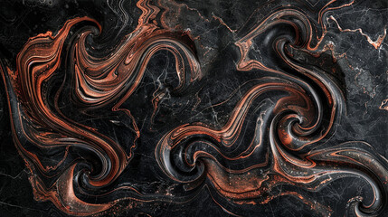 A striking black and red marble wall art piece, where the swirls form abstract shapes that seem to move and change with the viewer's perspective. 32k, full ultra HD, high resolution