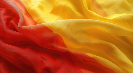 Obraz premium Yellow and red color flag, clean flag, team flag, close up. Generative AI.