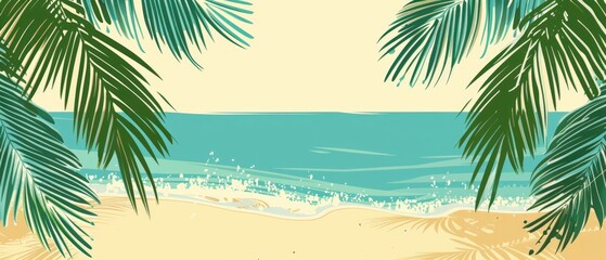 Beach party invitation clipart with tropical motifs - obrazy, fototapety, plakaty