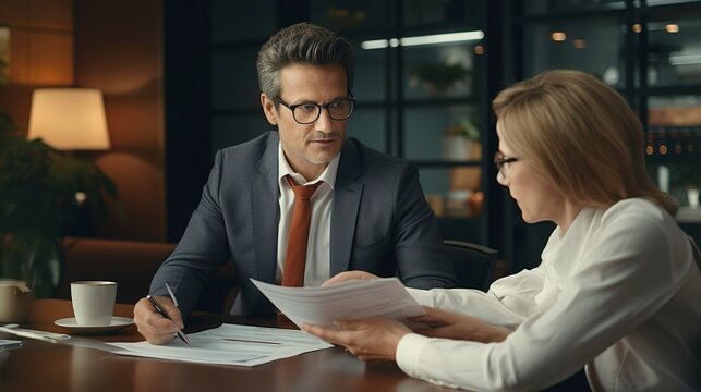 A photo of a financial planner discussing investments