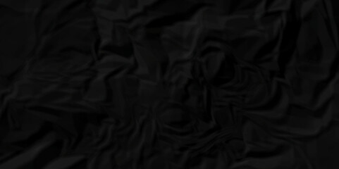 Dark black wrinkly backdrop paper background. panorama grunge wrinkly paper texture background, crumpled pattern texture. black paper crumpled texture. black fabric crushed textured crumpled.