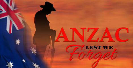 Anzac is the Australian national holiday. Australian flag. 3d illustration